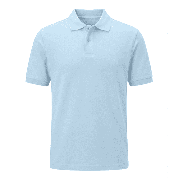 Zfeel Men's Short Sleeve Polo Shirt, Poly/cotton Blend Light Blue Polos, 5XL