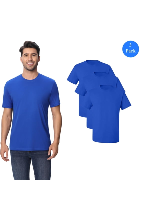Moisture Wicking Short Sleeve T-Shirt, Men's 3 Pack Pure Dry Fit Poly Shirt, Royal, 3XL