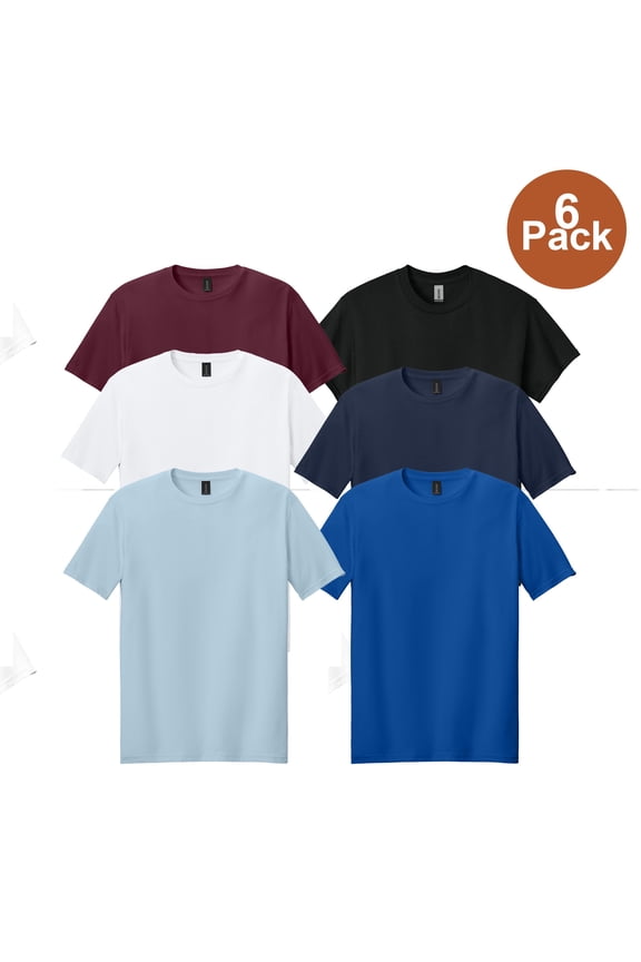 Moisture Wicking Short Sleeve T-Shirt, Men's Crewneck Dry Fit Tee, Assorted 6 Pack, L