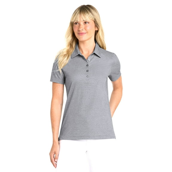 Zfeel Oceanside Heather Polo for Women, Short Sleeve Collared Classic Polo Shirt, Classic Blue Heather, XL