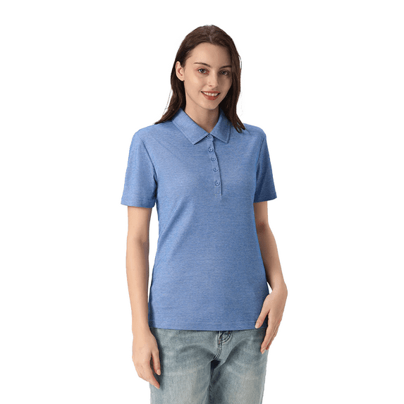 Zfeel Polo Shirt for Women, Women's Polo, Z8810 Oceanside Heather, Classic Blue Heather, 2XL