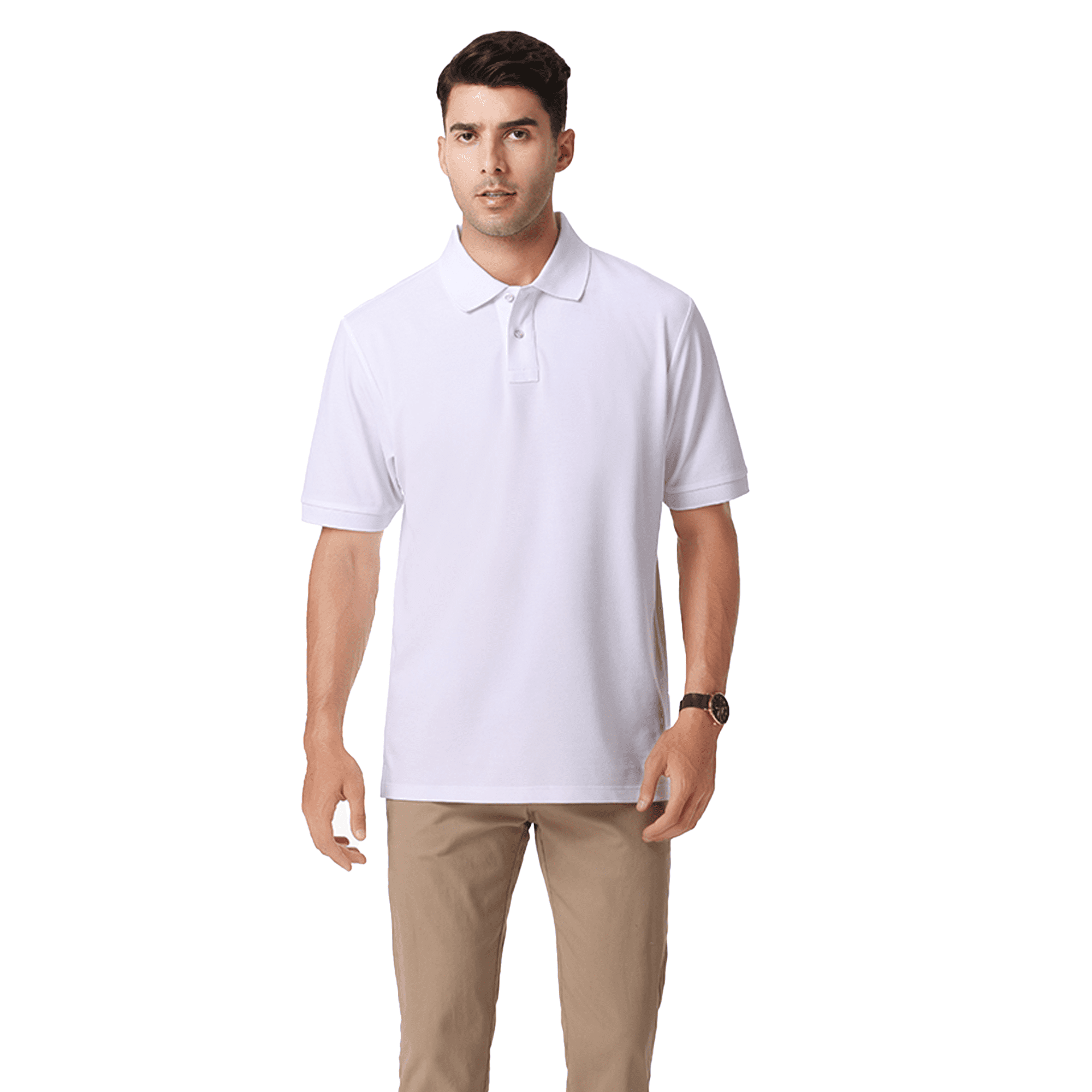 Zfeel Poly Cotton Blend Polos T shirt for Men s White Color Casual Tee 6 oz 60 Cotton 40 Polyester Collar Polo Shirt Size 5XL