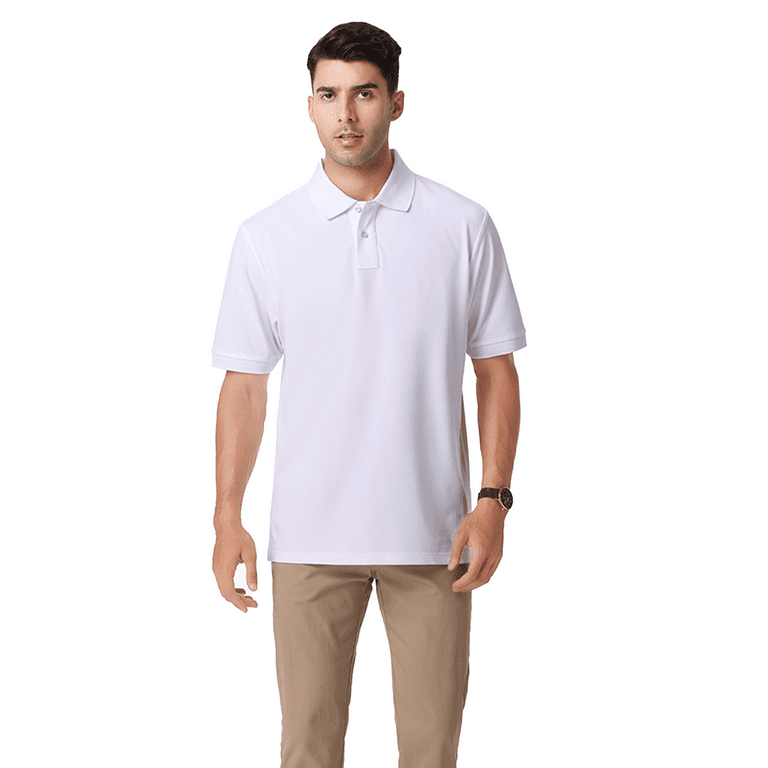 School Uniform Men s Big Short Sleeve Solid Active Polo Lands End White 5XL
