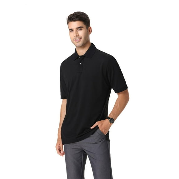 Zfeel Poly/Cotton Blend Polos For Man | 60% Cotton, 40% Polyester Polos | Colour Black, 6 oz | Sizes S-6XL
