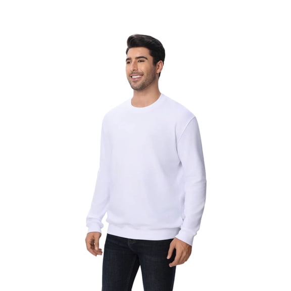 Zfeel Premium Crewneck Sweatshirt 60 Cotton/40 Polyester Pullover Fleece Sweater for Men (White, XL)