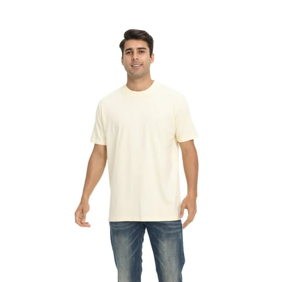 Zfeel Premium Heavyweight T-Shirt 100% Cotton Short Sleeve Crewneck Plain Tee Shirts Unisex (Bone, M)