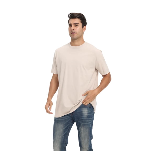 Zfeel Premium Heavyweight T-Shirt 100% Cotton Short Sleeve Crewneck Plain Tee Shirts Unisex (Greige, S)