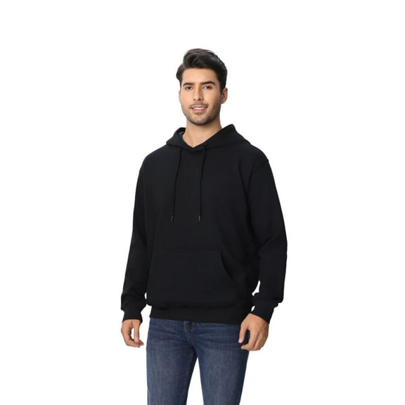Zfeel Premium Sweatshirt Hoodie with Pocket 70 Cotton/30 Polyester Winter Pullover Fleece Sweater (Black, S)