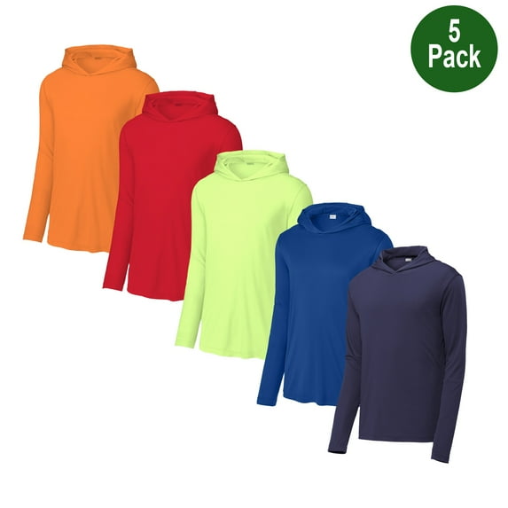 Zfeel Pullover Hoodie for Men, Lightweight Dry Fit Assorted Color Blank Polyester Hoodie, 5 Pack, XL