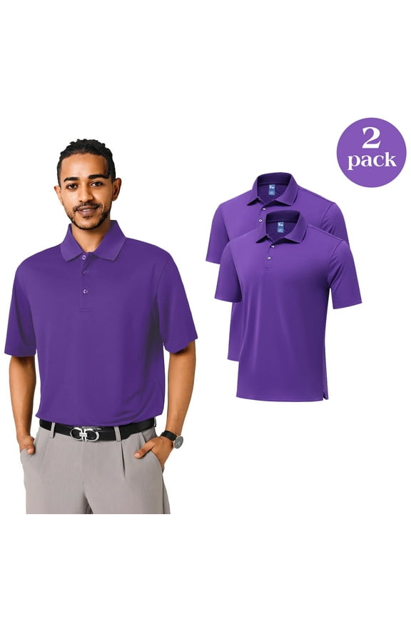 Pure Dry Fit Performance Polo, Men's Cooling Performance Polo, Pack of 2, Purple, M