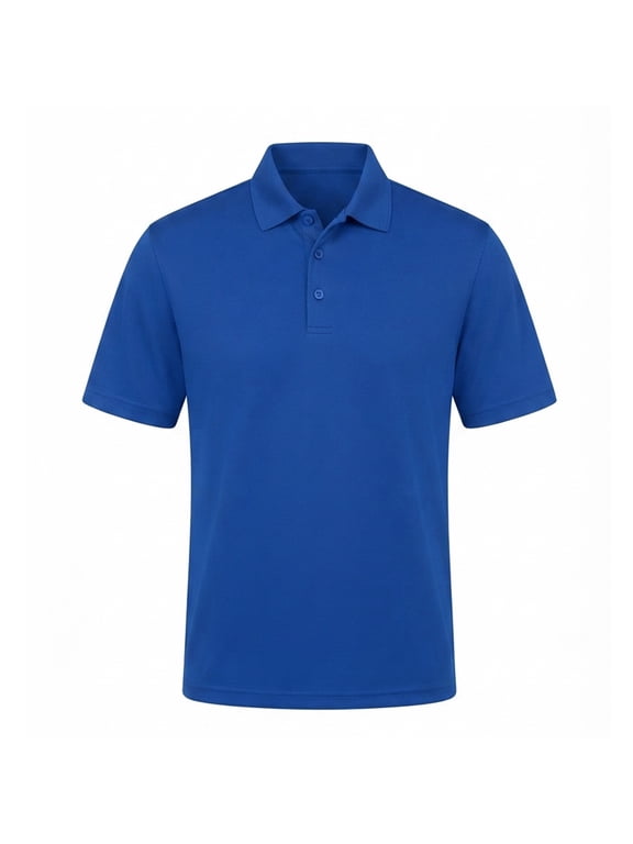 Pure Dry Fit Poly Polo Shirt for Men, Short Sleeve 100% Polyester Royal Polos, S