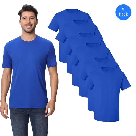 Zfeel Pure Dry Fit Poly T-Shirt for Men, 6 Pack Short Sleeve Moisture Wicking Shirt, Royal, XL