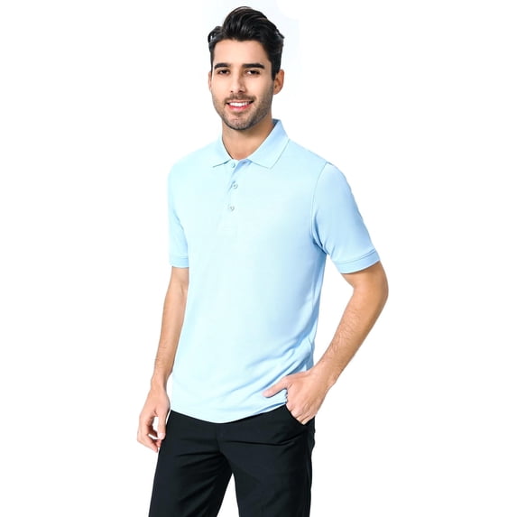 Zfeel Pure Poly Dry Fit Polo Shirt | Polo Collar and Three-Button Placket | 100% Polyester | Stay Cool and Comfortable All Day| Light Blue | 4XL Size