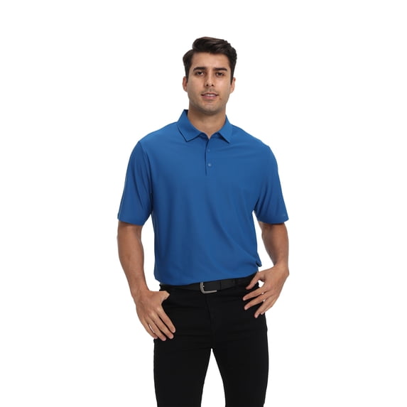 Zfeel Short Sleeve Collared Polo Shirt for Men, Stretchable Nylon-Spandex Polo, Sport Royal, M