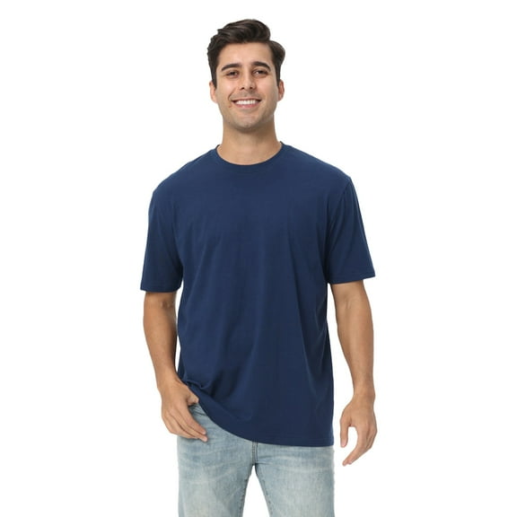 Zfeel Short Sleeve Crewneck T-Shirt, Men's 100% Cotton Super-Soft Blank Tee, Navy, L