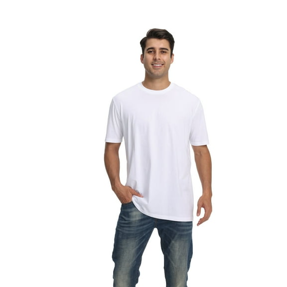 Zfeel Short Sleeve Crewneck T-Shirt, Men's 100% Cotton Super-Soft Blank Tee, White, M
