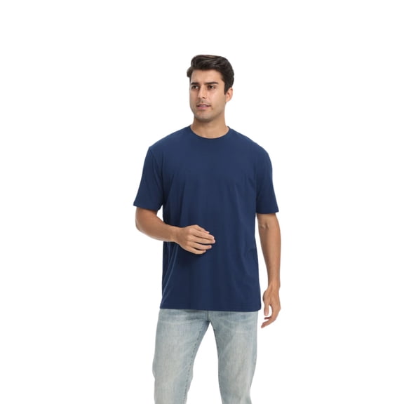 Zfeel Short Sleeve T-Shirt Super-Soft Blank Tee 100% Cotton Crew Plain Shirts Mens (Navy, 3XL)