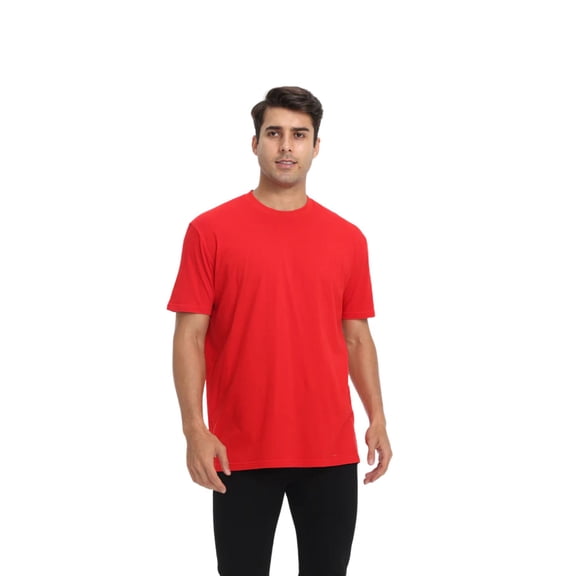 Zfeel Short Sleeve T-Shirt Super-Soft Blank Tee 100% Cotton Crew Plain Shirts Mens (Red, L)