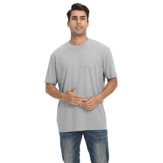 Zfeel ZF220 Heavyweight T-Shirt for Men, 6 oz. Ring-Spun Cotton, Print-Ready Tee, Athletic Gray, S