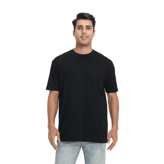 Zfeel ZF220 Heavyweight T-Shirt for Men, 6 oz. Ring-Spun Cotton, Print-Ready Tee, Black, M