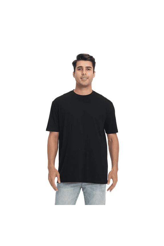 ZF220 Heavyweight T-Shirt for Men, 6 oz. Ring-Spun Cotton, Print-Ready Tee, Black, S