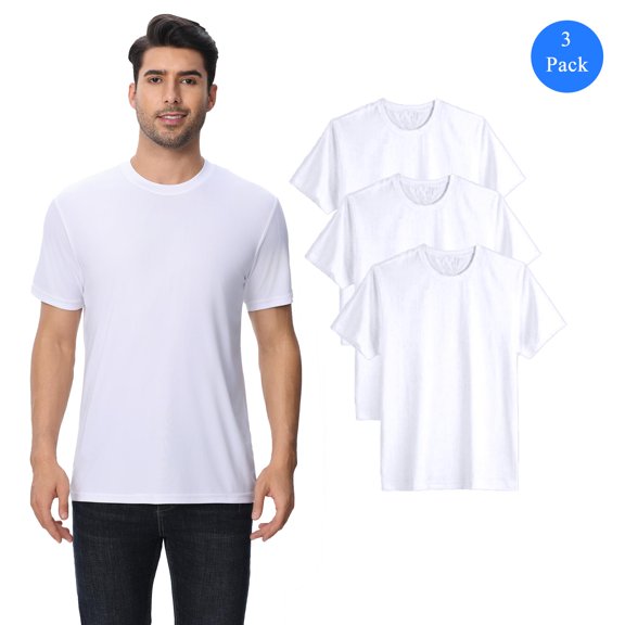 Zfeel ZF910 Men's White Dry Fit T-Shirts, Pack of 3, UPF 50+, Short Sleeve Moisture-Wicking Shirt, 2XL