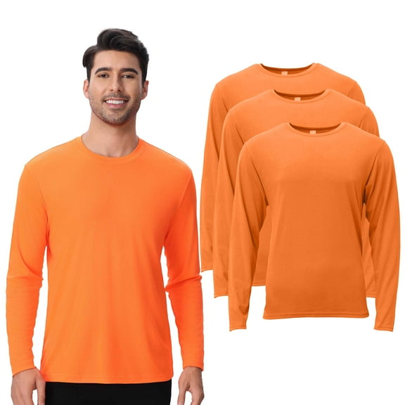 Zfeel high visibility long sleeve shirt, High Visibility Work Shirts, Pure Dry Fit Poly, hi-vis Safety Shirt, Neon Orange, Pack of 3, Size- L