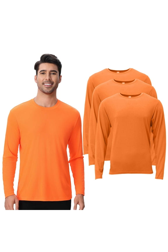 high visibility long sleeve shirt, High Visibility Work Shirts, Pure Dry Fit Poly, hi-vis Safety Shirt, Neon Orange, Pack of 3, Size- L