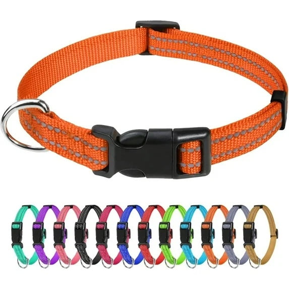 The Zfit Reflective Nylon Dog Collars, Adjustable Classic Pet Collar with Quick Release Buckle for Puppy/Extra Small/Small/Medium/Large/Extra Large Dogs,3/8"—1¼" Width