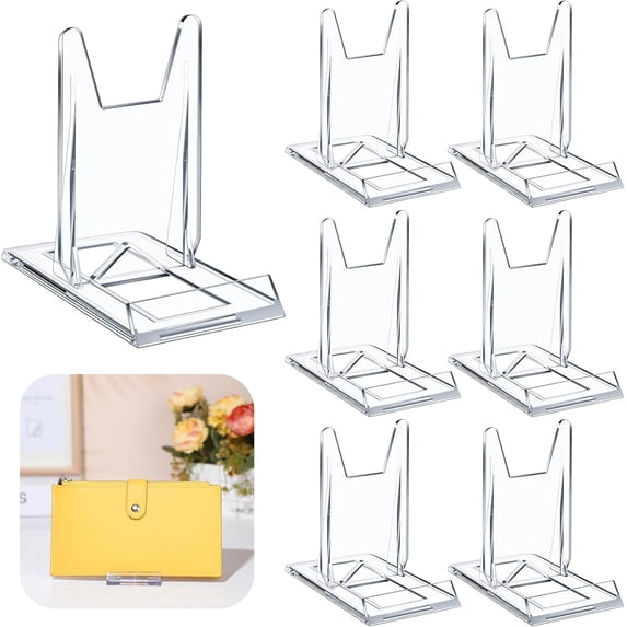 Zgui 6 Packs Adjustable Purse Display Stand Clear Acrylic Handbag Stand Holder for Wallet Purses Handbag Bag Jewelry Display Organizer for Party Weddings Home Decoration Birthdays A418