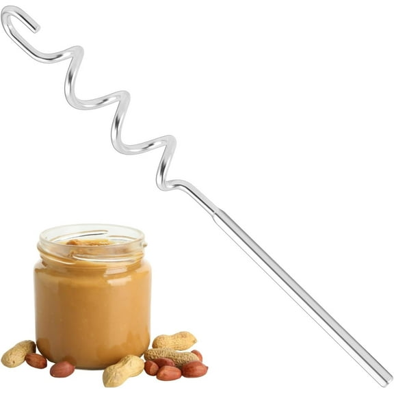 Zgui Peanut Butter Stirrer Stainless Steel,Peanut Butter Mixer Hand Crank, Peanut Butter Stirrer Tool with Lid,Peanut Butter Stirrer Drill Attachment,Peanut Butter Mixer Tool(11.81inch) A418