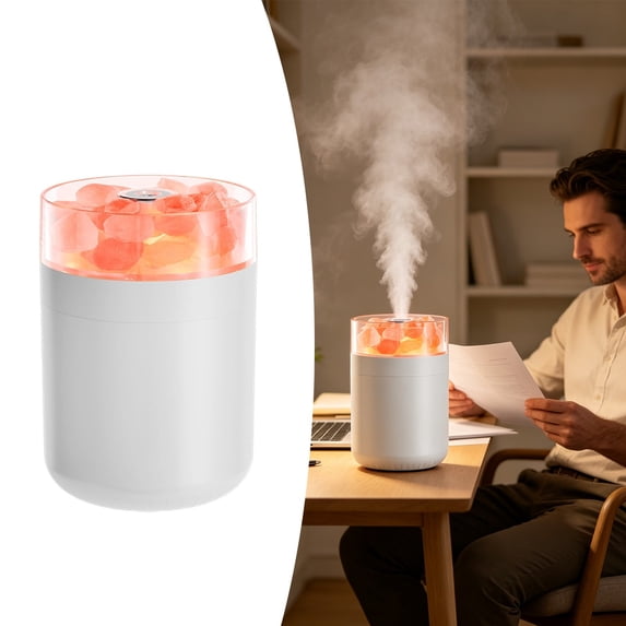 Zguuel 2-in-1 Himalayan Salt Lamp Humidifier, Ultrasonic Essential Oil Diffuser with 7-Color LED, Cool Mist Aromatherapy for Bedroom Home