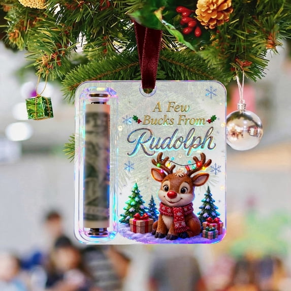 Zguuel Glowing Christmas Money Holder Ornament, 2D Acrylic Light Up Wallet Decor, Illuminated Cash Tree Decoration Gift for Creative Holiday Gifting Xmas