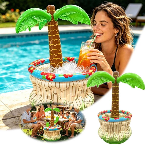 Zguuel Inflatable Cactus Cooler, Floating Pool Drink Cooler & Ice Bucket, Inflatable Cactus Pool Party Decor with Toss Rings for Summer, Beach, Pool Parties
