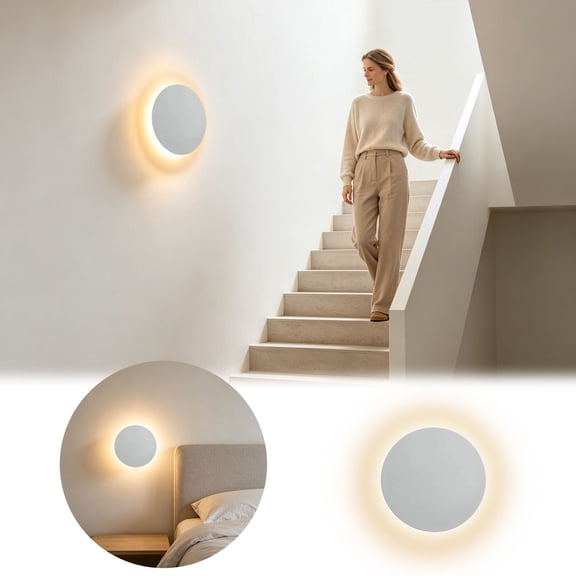 Zguuel Modern LED Wall Lamp, Round Acrylic Metal Wall Sconce for Bedroom Living Room Corridor, 3 Color Temperature Dimmable Decorative Wall Light, Contemporary Indoor Lighting Fixture - 30cm White