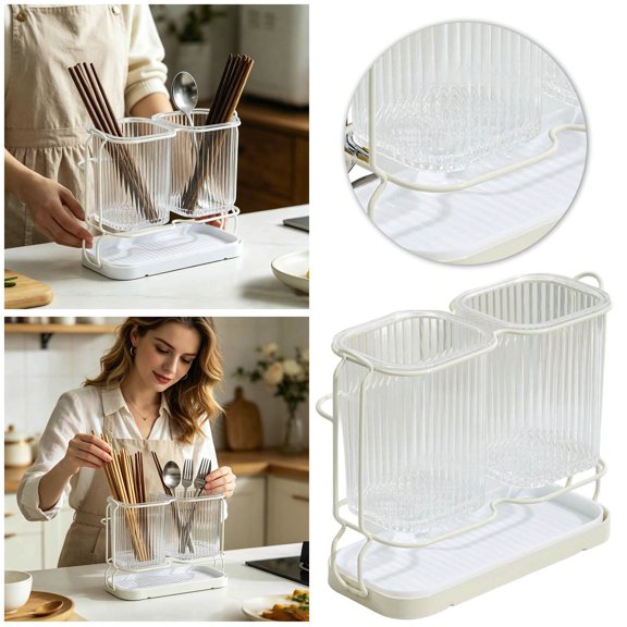 Zguuel Toothbrush Holder with Removable Drain Tray, Countertop Bathroom Organizer Caddy for Electric and Manual Toothbrushes, Multi-Slot Toothbrush and Toothpaste Holder with Drainage - Transparent