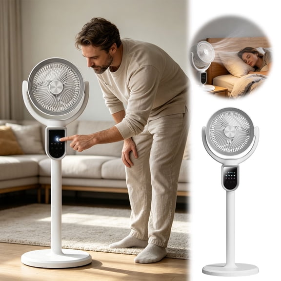 Zguuel USB Floor Standing Fan, Portable Pedestal Fan with Adjustable Height, Quiet Oscillating Tower Fan for Home Bedroom Office