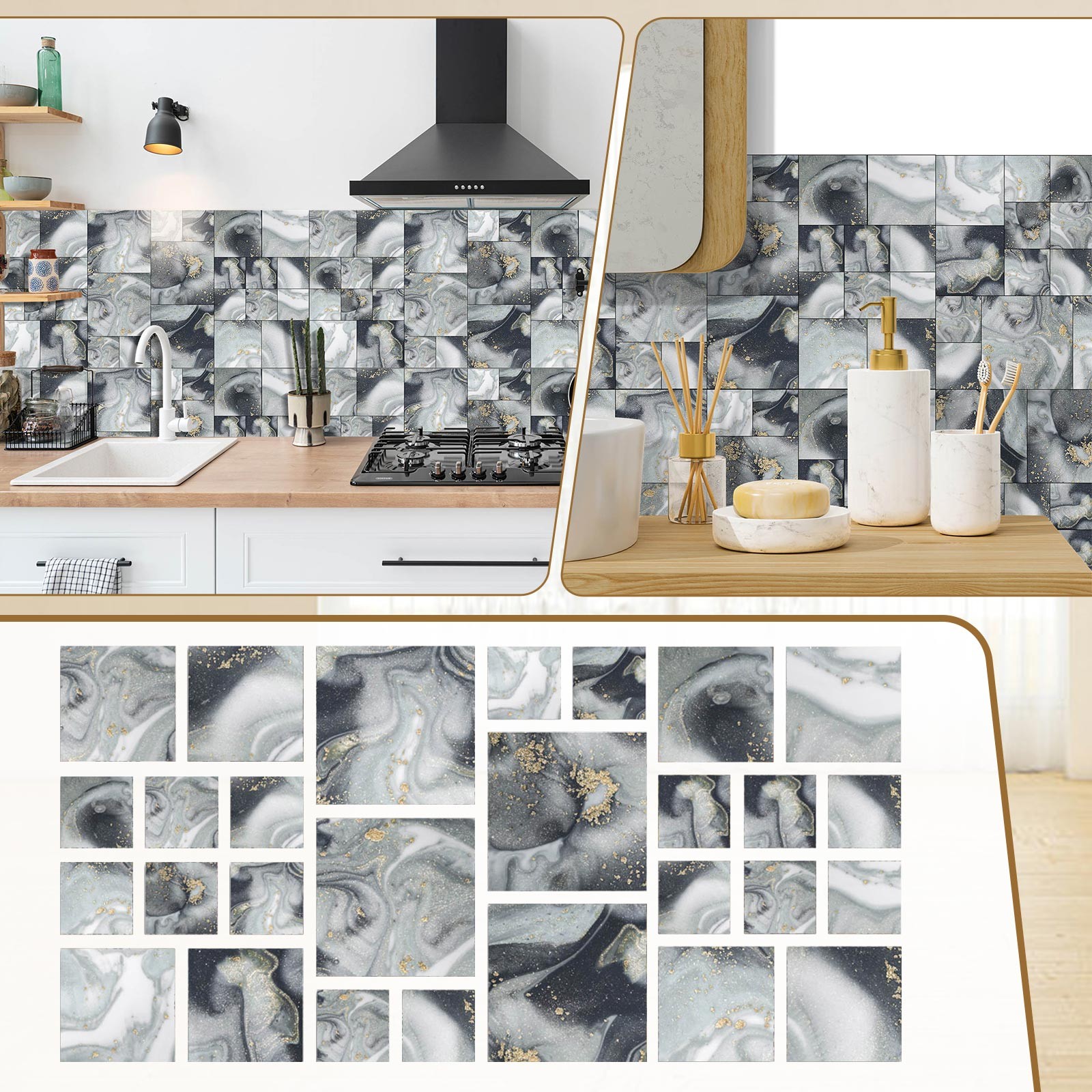 Zgyau Wall stickers Simulation Tile Sticker Self Adhesive Crystal Film