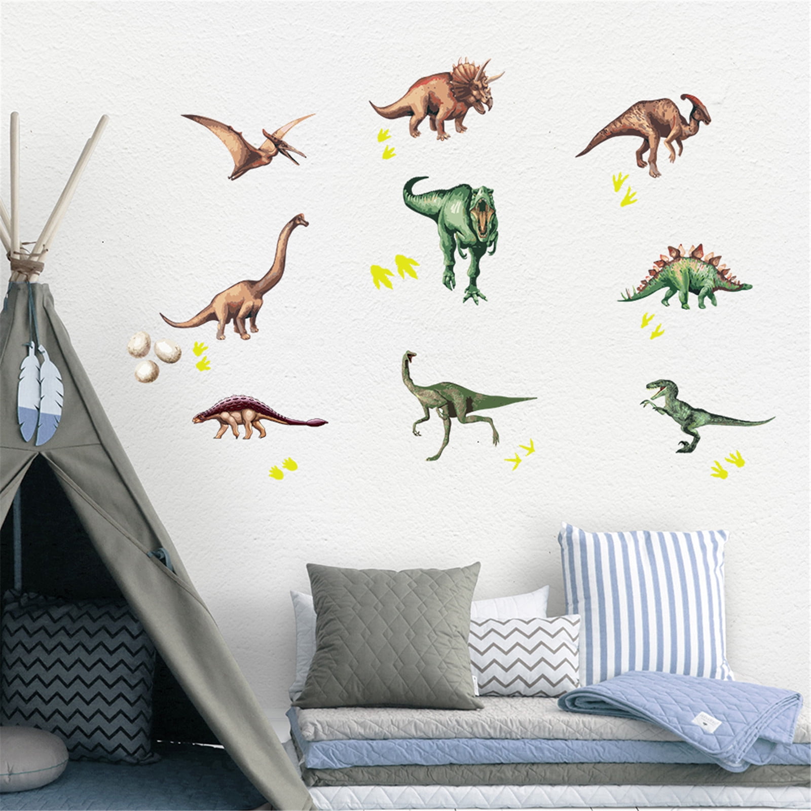 Zgyau Wall stickers Stickers Dinosaur Cute Wall Fluorescent Cartoon