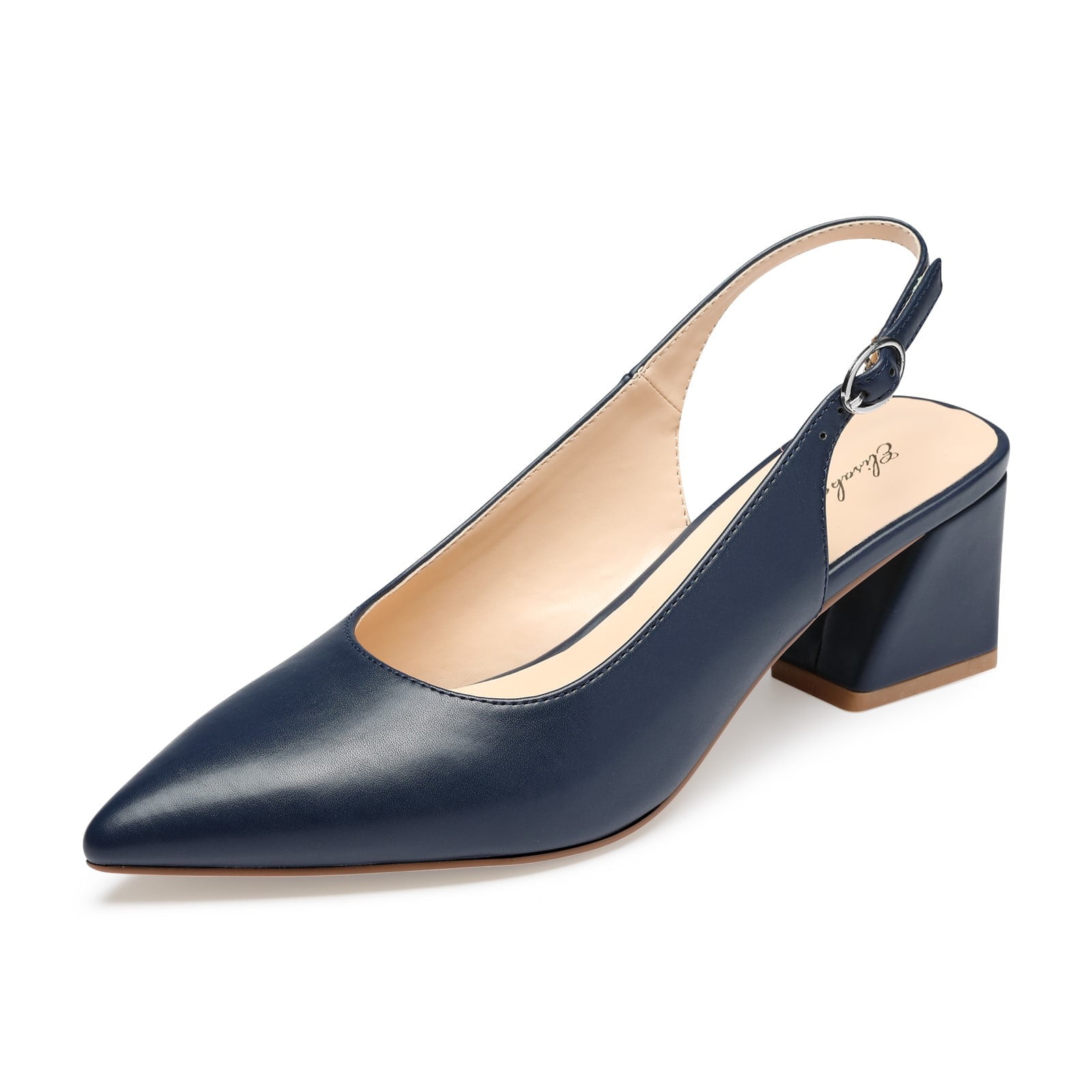 navy blue slingback dress shoes Zhabtuc Fashion Pointed Toe Slingback Heels Block Wedge Shoes Prom Party Shoes Navy Blue Size 8, Women's
