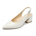 thumbnail image 1 of Zhabtuc Fashion Pointed Toe Slingback Heels Block Wedge Shoes Prom Party Shoes White Size 6, 1 of 7