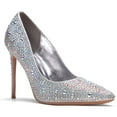 thumbnail image 1 of Zhabtuc Women High Heels Sexy Rhinestone Heel Pumps Pointed Toe Stiletto Slip On High Heel Party Prom Shoes Silver Size 7, 1 of 5