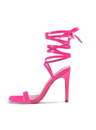 Pink Lace-Up Heels - Pink High Heel Sandals - Floral High Heels