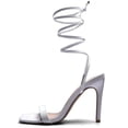 thumbnail image 1 of Zhabtuc Women Lace up Heels Sandals Sexy Strappy Stiletto Square Toe Open Toe Heels Sandals Party Prom Shoes White Size 9.5, 1 of 5