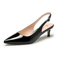 thumbnail image 1 of Zhabtuc Women's Classic Black Pointed Toe Comfortable Kitten Heel Pumps - Slingback, Adjustable Ankle Strap, Perfect for Work, 1 of 8