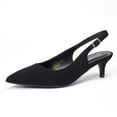 thumbnail image 1 of Zhabtuc Women's Classic Black Pointed Toe Comfortable Kitten Heel Pumps - Slingback, Adjustable Ankle Strap, Perfect for Work, 1 of 7