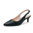 thumbnail image 1 of Zhabtuc Women's Classic Black Pointed Toe Comfortable Kitten Heel Pumps - Slingback, Adjustable Ankle Strap, Perfect for Work, 1 of 8