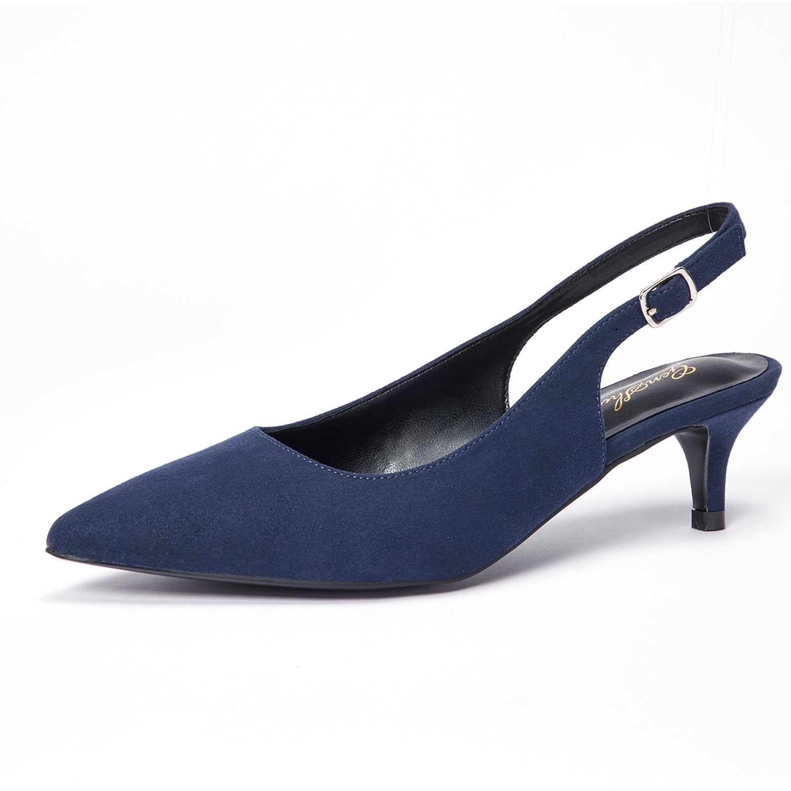 Zhabtuc Women's Slingback Kitten Heels, Pointed Toe w/ Ankle Strap, Navy  Blue, Size 9, Office Pumps - Walmart.com, image size:1600x1600