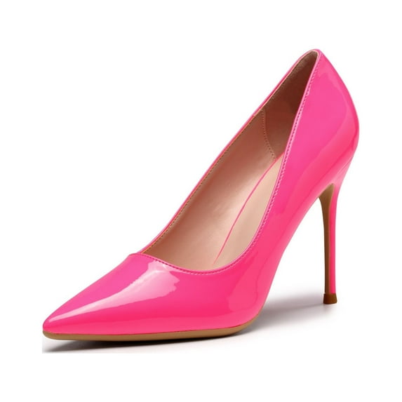 Zhabtuc Women's Classic Slip On High Heels Sexy Pointed Toe Pumps Stiletto Pumps Party Dress Shoes Pink Size 9
