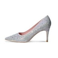thumbnail image 1 of Zhabtuc Women's Pointed Toe Glitter High Heels Slip On Stiletto Wedding Dress Shoes Prom Party Shoes Silver Size 11, 1 of 5